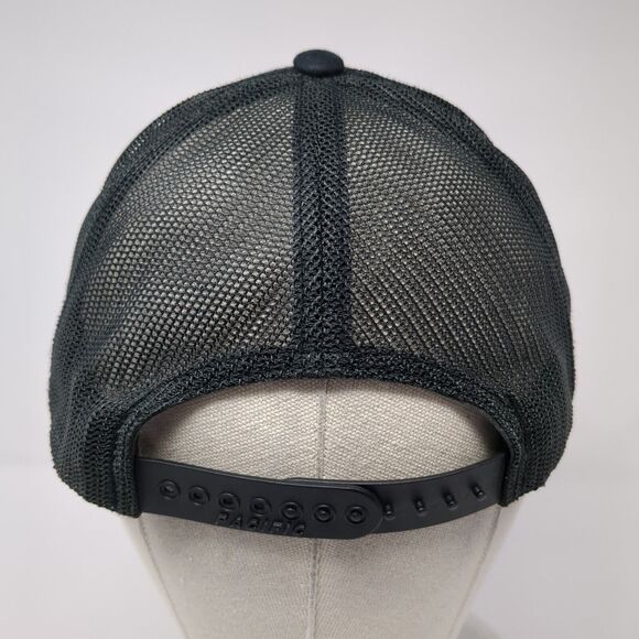 V Snapback Trucker Hat Black One Size Adjustable Mesh Back Pacific Headwear - Picture 5 of 9